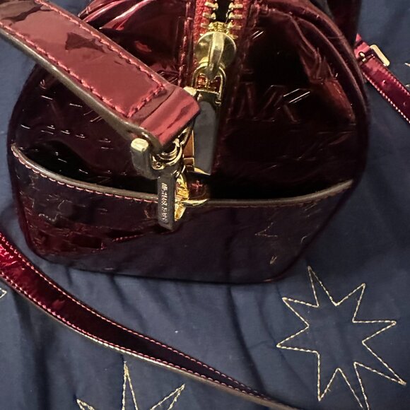 Michael Kors Red Patent Leather Embossed Satchel Crossbody - Picture 4 of 8